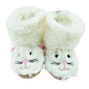 Little Blue House Kids Medium 8 to 10 New White Cat Cozy Slouch Slippers
